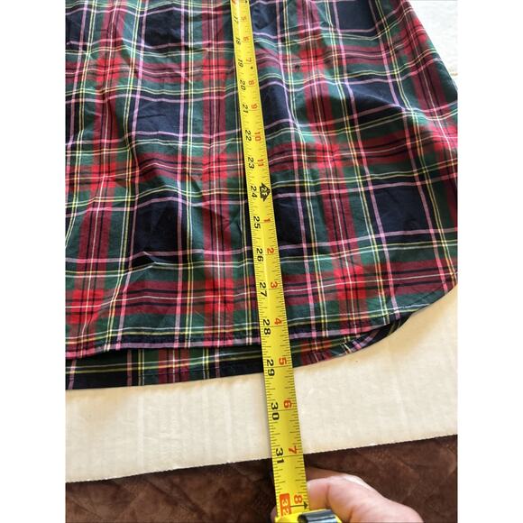 Talbots Red Tartan Plaid Shirt Sz XL Pullover Rhinestone Buttons Accent Holiday - Picture 8 of 12